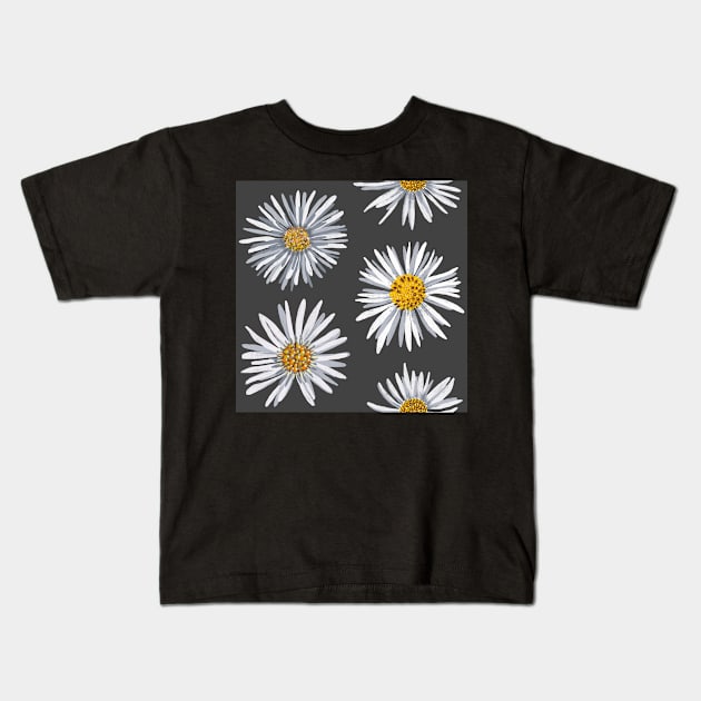 White asters on dark gray, dense Kids T-Shirt by colorofmagic